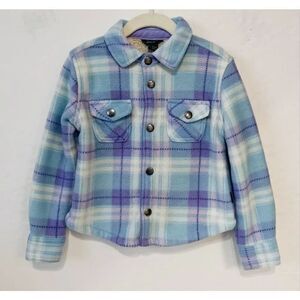 Eddie Bauer Blue And Purple Plaid Jacket   Girls Size 4/5